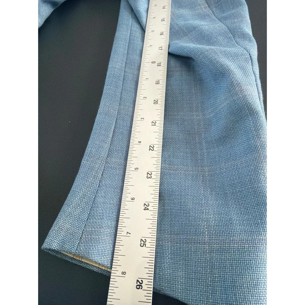 Ermenegildo Zegna Mens Blue Plaid Wool Silk Blazer Sport Coat Made in Italy 46L